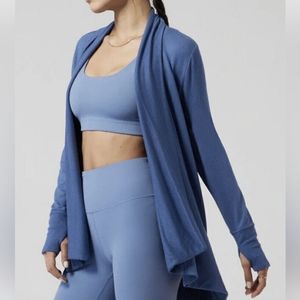 Athleta pranayama chrome blue open cardigan XXS Modal 2 pockets